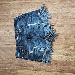 Altered state fringe Jean short sz 27 dark wash festival summer retro boho EUC